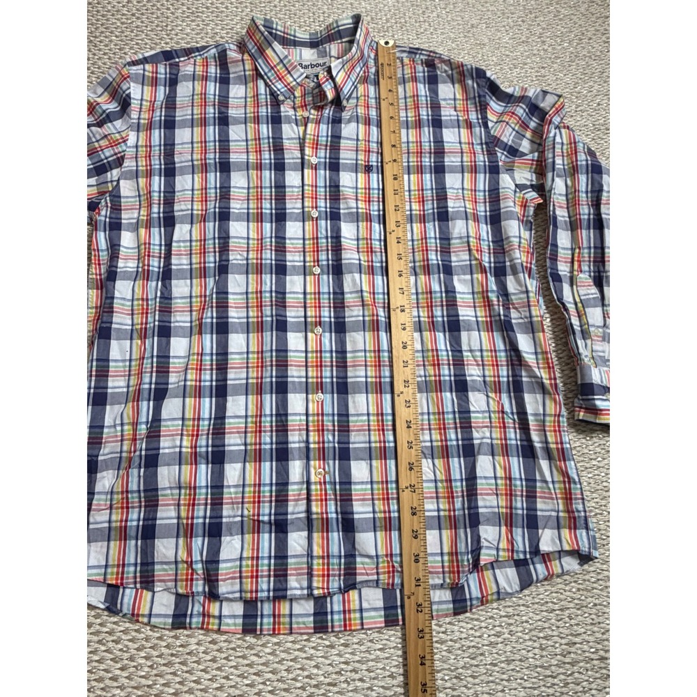 Barbour Mens XL Regular Fit Multi Color Madras Plaid Button Down Shirt preppy - Picture 5 of 7